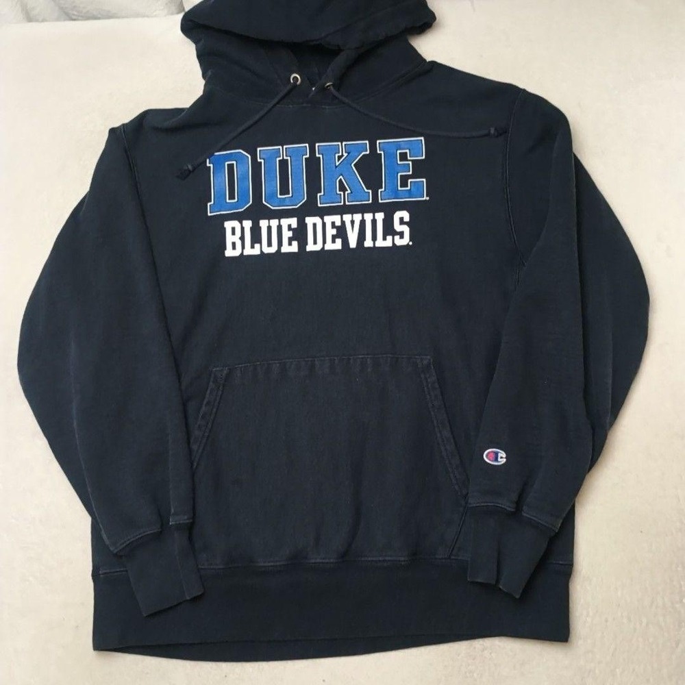 Champion Duke Blue Devils Hoodie Mens Large Blue NCAA Basketball Sweatshirt Y2K